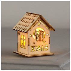 Luazon Lighting Подвеска световая "Домик и снеговик", 6х4.5х4.5, LR41х3, Т/белый