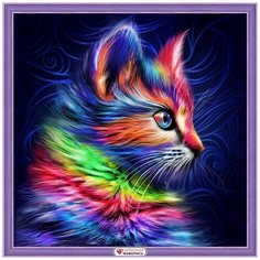Алмазная мозаика Алмазная живопись "Разноцветный котенок", 30*30 см (АЖ-1777)