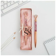 Фигурная ручка в подарочной коробке Girl boss, металл Art Fox