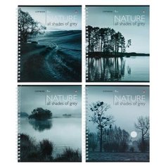 Тетрадь 80 листов в клетку на гребне «Природа монохром», обложка мелованный картон, глянцевая ламинация, микс Альт