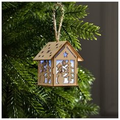 Подвеска световая "Домик и снеговик", 7.5х6.5х6, LR41*3, RGB Luazon Lighting