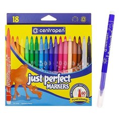 Фломастеры 18 цветов, Centropen Perfect 2510/18, невысыхаемые, картонная упаковка, европодвес