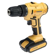 Шуруповерт TUNDRA, патрон БЗ до 10 мм, LED, Li- ion 1300 mAh 20V, 350/1250 об/мин, 28 Н*м