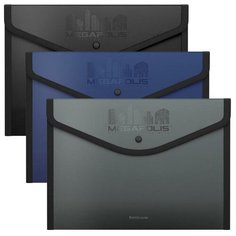 Папка- конверт на кнопке А4 Erich Krause MEGAPOLIS обшитая, непрозрачная, 600 мкм, микс