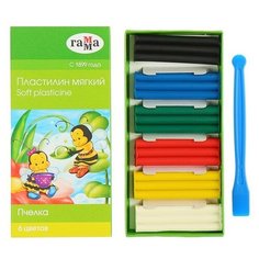 Пластилин мягкий (восковой) 6 цветов 90 г, «Гамма» «Пчелка Gamma