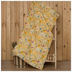 Полотенце для бани "Русское поле" 80х 150 см, хлопок вафельное полотно Доляна