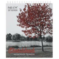 Скетчбук А5, 20 листов на гребне "Осень", обложка мелованный картон, тиснение фольгой, выборочный УФ- лак, 245 г/м2 Полотняно Заводская Бумажная Мануфактура