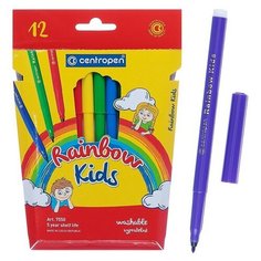 Фломастеры 12 цветов, Centropen 7550/12 Rainbow Kids, картонная упаковка, европодвес
