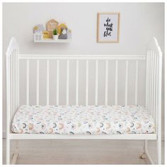 Простыня на резинке "LoveLife" Сute rainbow 60*120+20 см, 100 % хлопок, сатин