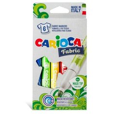 Фломастеры для ткани 6 цветов Carioca "Fabric Liner" 6.0 мм, картон, европодвес
