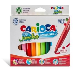 Фломастеры 12 цветов Carioca "Maxi. Jumbo" 6 мм, утолщенные, смываемые, картон, европодвес