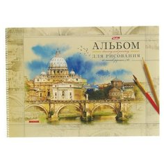 Альбом для рисования А3, 40 листов на гребне "Прогулки по Европе", обложка мелованный картон, жёсткая подложка, блок 120 г/м2, перфорация на отрыв Hatber