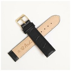 Ремешок для часов, мужской, 20 мм, натуральная кожа, чёрный Ardi