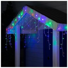 Гирлянда "Бахрома" 3 х 0.6 м , IP44, УМС, белая нить, 160 LED, свечение мульти, 220 В Luazon Lighting