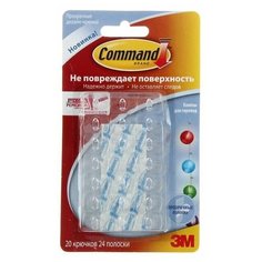Легкоудаляемая клипса Command 17026CLR, для гирлянд, прозрачная основа, 20 шт