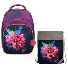 Рюкзак каркасный, Luris «Джерри 3», 38 x 28 x 20 см, наполнение: мешок для обуви, «Цветы