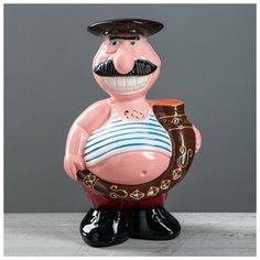 Копилка "Грузин с рогом", глянец, разноцветная, 32 см Керамика ручной работы