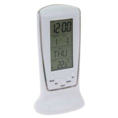 Будильник LuazON LB-02 "Обелиск", часы, дата, температура, подсветка, белый
