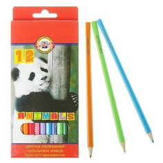 Карандаши 12 цветов Koh- I- Noor 3552, "Животные", европодвес