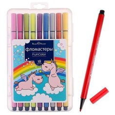 Фломастеры 18 цветов Funcolor, в пластиковом пенале, микс Bruno Visconti
