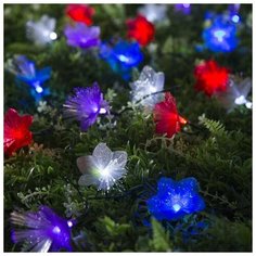 Гирлянда "Нить" 4.5 м с насадками "Цветы", тёмная нить, 30 LED, свечение RG/RB, 2 режима, солнечная батарея Luazon Lighting