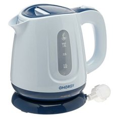 Чайник электрический ENERGY E-234, пластик, 1 л, 1100 Вт, бело- синий
