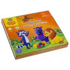 Пластилин 12 цветов "Мульти- пульти", "Приключения Енота", стек, картонная упаковка, 240 г