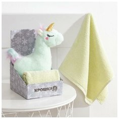Подарочный набор Крошка Я «Единорог» цв. мятный: полотенце 30*60 см, игрушка