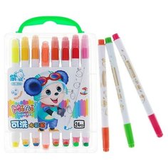 Фломастеры "Мышка", 24 цвета, в пластиковом пенале с ручкой, вентилируемый колпачок Calligrata