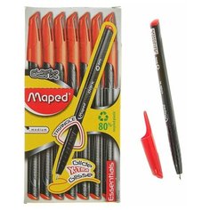 Ручка шариковая Green Dark, узел 0.6 мм, красные низкотекучие чёрнила, трехгранный корпус, одноразовая Maped