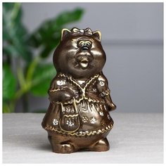 Копилка "Кошка дама", бронзовый цвет, 17 см Керамика ручной работы