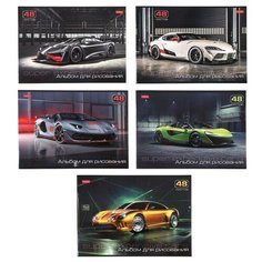 Альбом для рисования А4, 48 листов на скрепке «АвтоЛюкс», обложка мелованный картон, блок 100 г/м2, микс Hatber