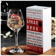 Бокал для вина "Вино - всегда хорошая идея Дорого внимание