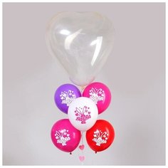 Шар воздушный «Сердце», 5", 24", гирлянда, открытка, розовый Страна Карнавалия