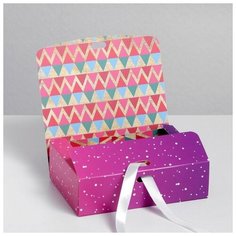 Дарите Счастье Коробка складная двухсторонняя «Сияй в новом году», 16.5 ? 12.5 ? 5 см