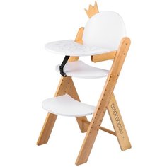 Растущий стул Amarobaby ECO, CROWN, белый, деревянный, массив бука/клееный шпон