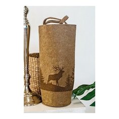 Подарочная сумка для бутылки олений шарм, фетр, коричневая, 40 см, Boltze 2005511-коричневая
