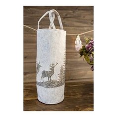 Подарочная сумка для бутылки олений шарм, фетр, кремовая, 40 см, Boltze 2005511-кремовая