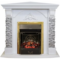 Электрокамин RealFlame Athena Corner GR WT с Majestic Lux brass S