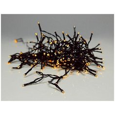 Гирлянда капельки света 48 тёплых белых LED- огней, 3.6+0.5 м, контороллер, таймер, чёрный провод, батарейки, уличная, Ko Koopman International