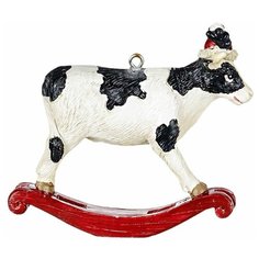 Ёлочная игрушка коровка-качалка, полистоун, 7 см, Goodwill MC35062-1