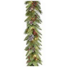 Гирлянда хвойная лесная сюита, с шишками и ягодами, (литая хвоя РЕ+леска+PVC), 50 тёплых белых LED- огней, 274х30 см, Nat National Tree Company