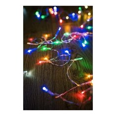 Гирлянда цветные капельки, 50 цветных LED- огней, 5+0.3 м, провод прозрачный, батарейки, Koopman International AXS000760