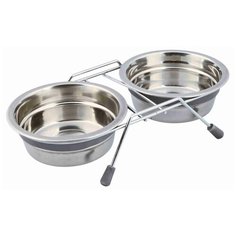 Миски на подставке с шумовыми заглушками, 2 х 0.45 л/ф 13 см, серый, Trixie (25231)