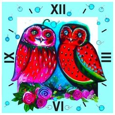 Алмазная мозаика Фруктовые совы - алмазные часы, Color KIT 30x30 см.