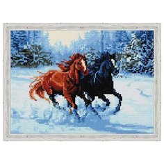 Алмазная мозаика Пара лошадей (На подрамнике), ТМ Цветной 30x40 см.