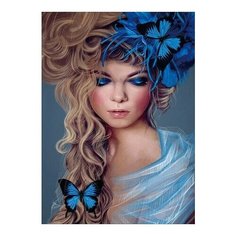 Алмазная мозаика Бабочки в волосах, ТМ Цветной 30x40 см.