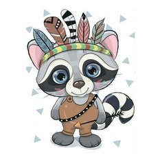 Алмазная мозаика Енотик индеец, ТМ Цветной 20x30 см.