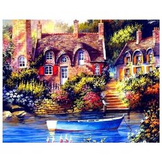Алмазная мозаика Причал у дома (На подрамнике), ТМ Цветной 40x50 см.