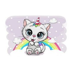 Алмазная мозаика Радужный котенок в колпаке, ТМ Цветной 20x30 см.